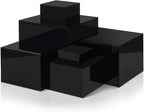 Geelin 6 Pack Acrylic Risers for Display Acrylic Cube Boxes Risers Display Stands with Hollow Bottoms Decorative Stand for Jewelry Candy Table Decor 6 Sizes(Black,3 to 8 Inch,Square)