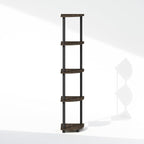 Furinno Turn-N-Tube Storage Shelves, 5-Tier Book Shelf, Corner Shelf, Toolless Open Shelves, for Organization and Storage, Living Room, Home Office, Hallway, Bedroom, Dark Brown Grain