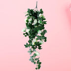 Lindagary Floral Teardrop Swag Artificial Rose Flower Swag Front Door Garland Fake Plant Ivy Branch for Wedding Home Wall Decoration - White