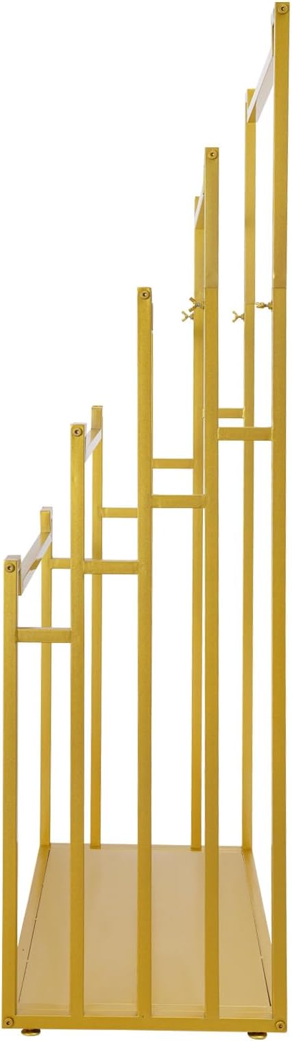 Scarf Organizer, 5-Tier Metal Scarf Display Stand with Wheels, Freestanding Scarf Display Rack, Retail Store Towel Rack, Ties Belt Pants Hanging Rack, for Boutique Display, Home (Gold-5 Rods)