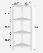 TUTOTAK Corner Shelf, 4-Tier Corner Bookshelf for Small Space, Narrow Display Corner Shelf Stand with Storage Rack, for Living Room, Bedroom, White BS05BW004
