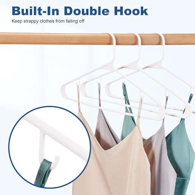HOUSE DAY 200 Pack Plastic Clothes Hangers, Commercial Bulk Shipment for Business, Sturdy Durable Lightweight Hangers White Ideal for Retail Dry Cleaners Warehouses, Save Cost & Warehouse Space