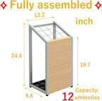 AKIRA Mid-Size Umbrella Stand for 12-Umbrellas Modern Natural Wood Grain & Gray Metal Entryway Organizer Rack Holder for Office or Lobby, Model US-US-0325-GYNA