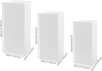 3Pcs Square Display Pedestal Stands Set for Party, Metal Display Stand Plinth Pillars, Cake Stands Pillars for Wedding Birthday Art Decor Risers, 11.8*31.5" (L), 11.02*25.6" (M), 10.24*23.6" (S)