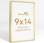 9x14 Aluminum Metal Picture Frame,Tempered Glass Gold Photo Frame 9x14 for Family Photo,Posters,Art,Document to Wall Mount Horizontally or Vertically