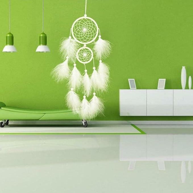 White Dream Catcher Wind Chimes Handmade Beaded Dreamcatcher for Car Kids Bed Room Wall Hanging Decoration