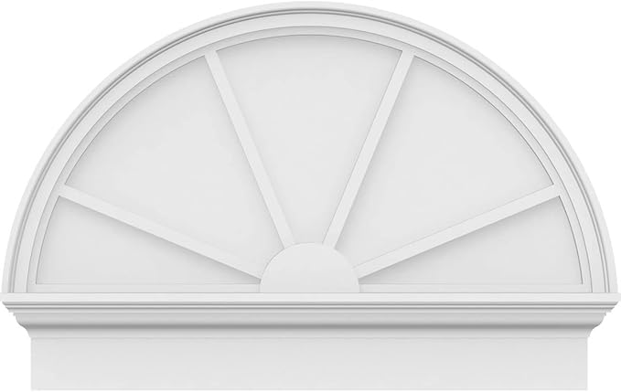 34"W x 23-3/4"H x 2-3/4"P Half Round 4 Spoke Architectural Grade PVC Combination Pediment