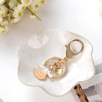 2PCS Lotus Leaf Shape Ring Holder Dish, Small Key Bowl, Ceramic Trinket Tray Jewelry Dish Organizing Necklace Earrings for Mom Friend Sister, All Jewelries Are NOT Included.White+Crystal Green.