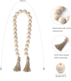 Farmhouse Decor Large Wood Bead Garland 50inch long with 1.6" Diameter beads, Natural Wooden Beads Decor with Tassels Decorative Boho Country Decoration for Coffee Table Home Tiered Tray Wall Hanging