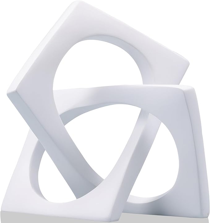 Modern Geometric Sculpture White Knot Statue Decor, Home Bookcase Centerpiece Jax Decorative, Tabletop Sculpture and Figurines, for Home Decor Accent Cube Ornaments