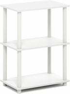 Furinno Turn-N-Tube Storage Shelves, 3-Tier Book Shelf, Corner Shelf, Toolless Open Shelves, for Organization and Storage, Living Room, Garage, Home Office, White