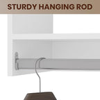 ROOMTEC Modular Closet System, 84" Closet Organizer with Hanging Rods, Wall-Mounted Wooden Tower for Walk-In Closets, Wardrobe Storage Kit, White