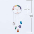 Gem Dream Catchers Agates 7 Chakra Gemstone Wall Hangings Tree of Life Meditation Ornament Home Chakra Feng Crystals Decor Stone…