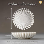 SWADESHI BLESSINGS HandCrafted Marble Ruffle Bowl/Antique Scallop Bowl/Fruit Bowl/Vintage Ring Dish/Decorative Flower Dish/HouseWarming Gift/Wedding Gifts/Urli (9 Inches)