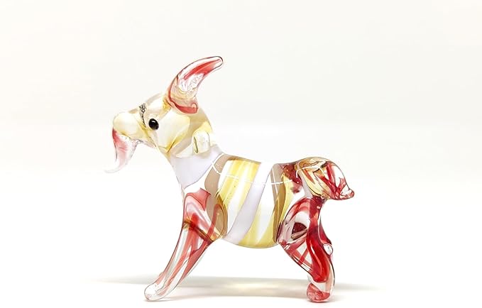 Goat Tiny Figurines Animals Hand Blown Color Glass Art Collectible Gift Home Décor (Amber Red)