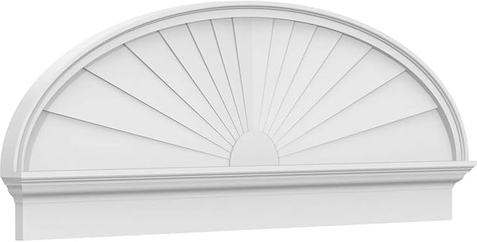 58" W x 21-3/8"H x 2-3/4"P Elliptical Sunburst Architectural Grade PVC Combination Pediment