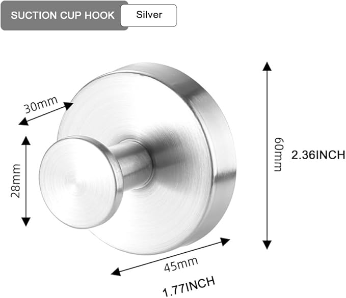 Suction Cup Wreath Hanger，Suction Cup Hooks Hanging 15 Lbs，Waterproof Suction Cup Wreath Holder for Windows, Shower, Wreaths，Smooth Doors (Silver, 2)