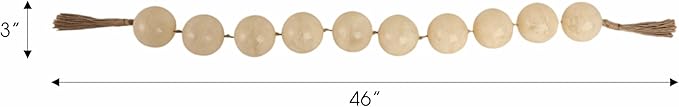 Rustic Swirled Resin Bead Garland for Home Decor and Bathroom - Sculpted Neutral Styling for Office, Room and Living Room - Oversized Display for Shelf and Coffee Table Layering Accent - 3", White