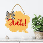 Hello Sign for Front Door 12'' Bubble Shape Wood Sign Hanging Decor Outdoor sign for Farmhouse porch Wall Pediments Decorations