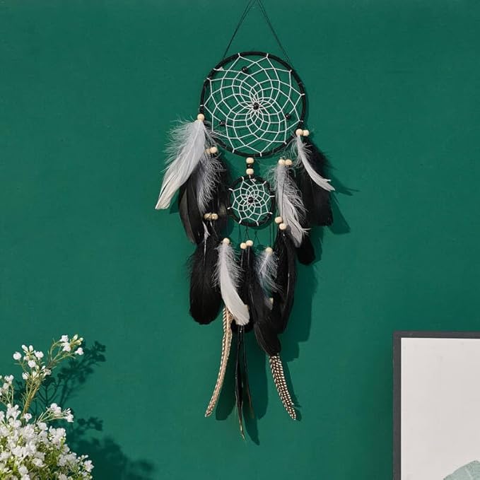 Set of 5 Large Boho Dream Catcher Wall Hanging, Native American Indian Decor, Witchy Macrame Dreamcatcher, DIY Kit for Adults and Kids, Vintage Wall Decor for Bedroom and Wedding