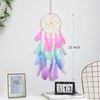 Luminous Dream Catchers for Girls, Handmade Pink Feather Native Wall Decoration