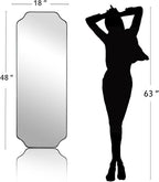 ANDY STAR 18" x 48" Chrome Full Length Mirror, Large Rectangle Bathroom Mirror, Full Body Wall Mirror with Scalloped Corner Decorative for Bedroom, Living Room (Horizontal or Vertical)