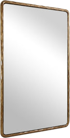 ANDY STAR Hand-Forged Gold Bathroom Mirrors for Wall, 24x36 Inch Vintage Solid Steel Metal Frame Bathroom Vanity Mirror, Antique Rounded Rectangle Wall Mirror, Hangs Horizontally or Vertically