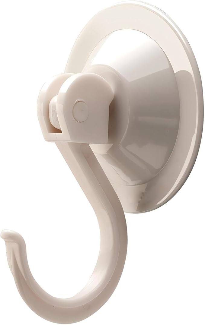 Powerful Suction Cup Hooks, 2-Pack Vacuum Wreath Hanger for Glass Door & Window, 20 lbs Large Waterproof Towel Hooks for Bathroom Shower, Removable No-Drill Utility Hooks, Cream