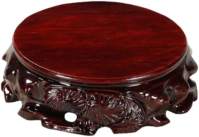GOLDY&WENDY Round Rosewood Carved Home Decor Display Stand Pedestal(3.9''Inside Diameter)