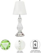 MOMENTS IN TIME Table Lamp Glitter Spinning Water Globe LED USB Battery Powered Lighted Snow Globe Lamp Elegant Shade Decorative Accent for Home Bedroom Living Room 17.5”H
