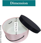 Sarah's Hat Boxes Classic Pink/Black Hat Box – 16.75" x 8.5" (Dia. x Ht.) Handmade in USA – Odorless Non-Toxic Adhesive, Cording Handle – Premium Storage for Hats & Accessories
