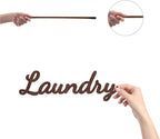 CREATCABIN Cutout Sign Laundry Letter Wooden Wall Art Decor Wood Word Sculpture Signs Rustic Farmhouse for Housewarming Home Front Door Entryway Wall Decoration, Brown, 11.9 x 3.7inch