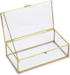 Hipiwe Vintage Glass Keepsake Box, Rectangle Jewelry Display Organizer, Lidded Box for Home Decor, Storage of Trinkets, Rings, Bracelets