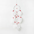 Pretty Jolly Indian Small White Dream Catchers Wall Decor Handmade Feathers Native Mini Dreamcatchers Home Decoration Ornament for Bedroom Birthday Party-2 Rings