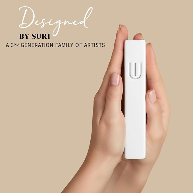 SURI Mezuzah for Door with Scroll – 6 Inch Modern Mezuzah Case with Non Kosher Scroll Included, Fits up to 5” Scroll, Easy Adhesive Installation, Gift Box Included