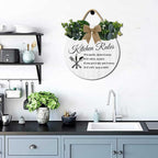Modern Kitchen Decor,Kitchen Rules Rustic Round Wooden Sign,For Home, Office, Store Or Restaurant