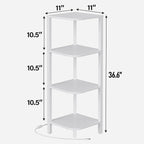 TUTOTAK Corner Shelf, 4-Tier Corner Bookshelf for Small Space, Narrow Display Corner Shelf Stand with Storage Rack, for Living Room, Bedroom, White BS08BW004L