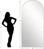 Dewfig Arched Full Length Mirror, 76"x34" Large Floor Mirror, Full Body Mirrors for Leaning or Hanging, Standing Mirrors for Bedroom, Living Room,Dressing Room, Aluminum Alloy Frame, Gold