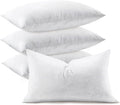 Feather Throw Pillow Inserts Set of 4, Soft Fluffy Rectangle 12 x 24 Inches Decorative Pillow Insert, Feather and Down Filled Euro Pillows for Bed, Couch and Cushion