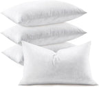 Feather Throw Pillow Inserts Set of 4, Soft Fluffy Rectangle 12 x 24 Inches Decorative Pillow Insert, Feather and Down Filled Euro Pillows for Bed, Couch and Cushion