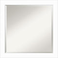 Amanti Art White Wall Mirror 23x23 Basic White Narrow Square Bathroom Mirror for Wall Decor Living Room, Medium Casual Wood Frame, Hangs Horizonally and Vertically, Bathroom Decor, Beveled Edge