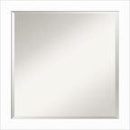 Amanti Art White Wall Mirror 23x23 Basic White Narrow Square Bathroom Mirror for Wall Decor Living Room, Medium Casual Wood Frame, Hangs Horizonally and Vertically, Bathroom Decor, Beveled Edge