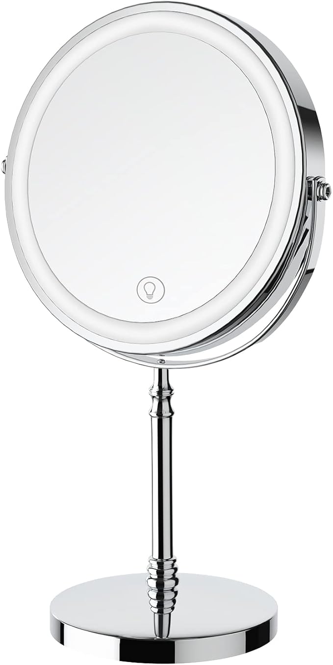 DEIOVWXS Makeup Mirror, 3000mAh Rechargeable Double-Sided Magnifying Vanity Mirror with 3 Colors, 1X/10X, Adjustable Brightness, Gift for Mom, Mothers Day, Women, Wife, Girls, Dorm Room Essential