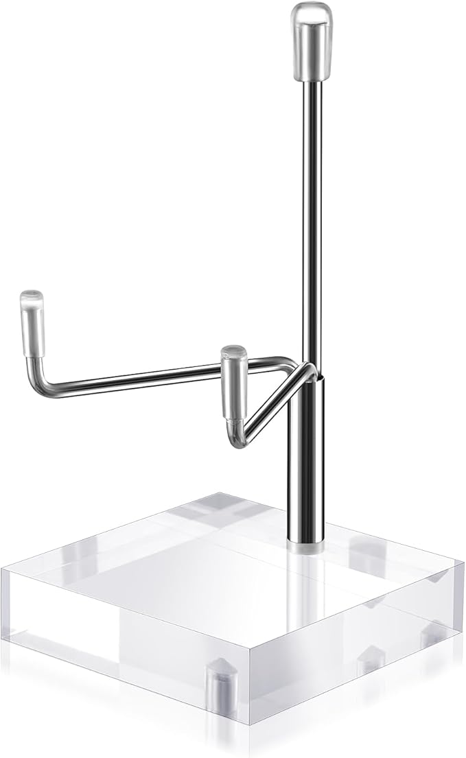 Sibba Adjustable Metal Display Easel Stand with Acrylic Base Compact Plate Holder for Fossils, Crystals, Geodes, Rocks, Coral, Home Decor, Collectibles