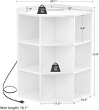 Aheaplus Corner Cabinet, White Corner Storage with USB Ports and Outlets, Corners Cube Toy Storage for Small Space, Wooden Cubby Corner Bookshelf with 9 Cubes for Bedroom, Living Room, Office, White