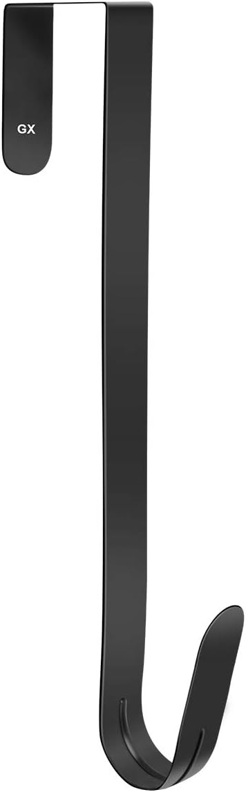 GameXcel 15" Wreath Hanger for Front Door - Large Wreath Metal Hook for Christmas Wreath Over The Door Single Hook, Black