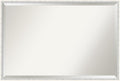 Amanti Art White Wall Mirror 25x37 Paige White Silver Rectangle Bathroom Mirror for Wall Decor Living Room, Large Modern Wood Frame, Hangs Horizonally and Vertically, Bathroom Decor, Beveled Edge