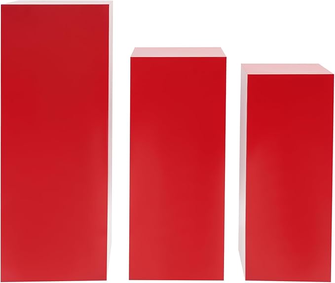 Display Pedestal Stand, Metal Display Pedestal Stands, Metal Showing Holder Pillars Display Pillars For Birthday Party Wedding 110.23 lbs Load-Bearing Capacity (Red 3 PCS)