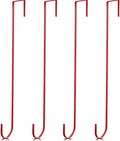 Hotop 15 Inch 4 Pcs Wreath Hangers for Front Door Steel Metal Wreath Doors Hanger Over The Door Hanger Hook Indoor or Outdoor for Christmas Halloween Front Decorations Welcome Sign(Red)