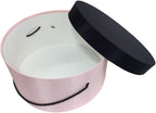 Sarah's Hat Boxes Classic Pink/Black Hat Box – 14.75" x 7.5" (Dia. x Ht.) Handmade in USA – Odorless Non-Toxic Adhesive, Cording Handle – Premium Storage for Hats & Accessories